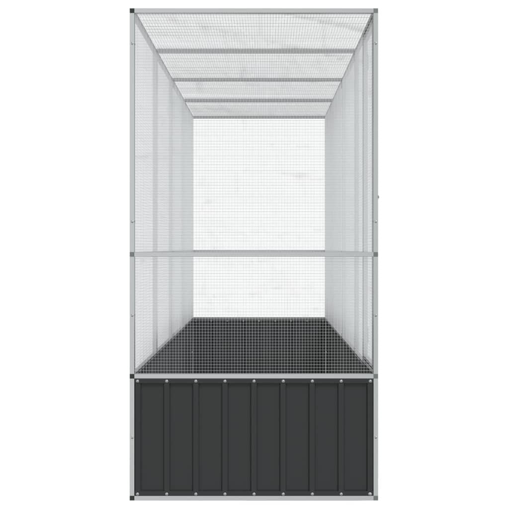 Aviary with Extension Silver 164.8"x42.1"x83.5" Steel