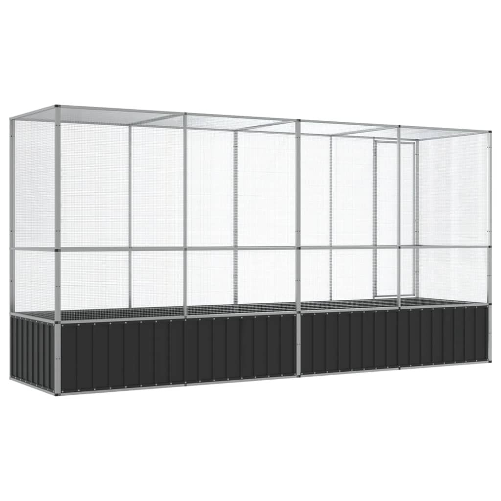 Aviary with Extension Silver 164.8"x42.1"x83.5" Steel