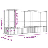 Aviary with Extension Silver 164.8"x42.1"x83.5" Steel