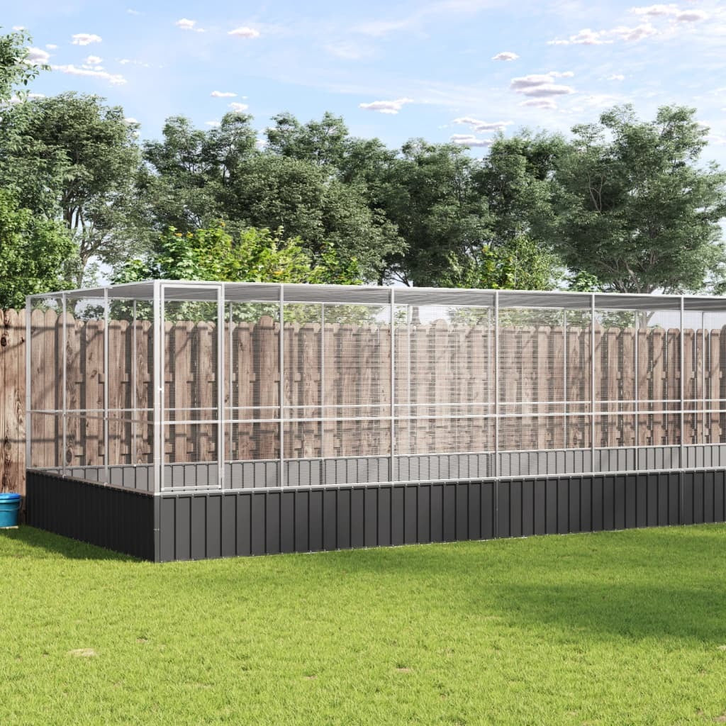 Aviary with Extension Silver 285.4"x120.9"x83.5" Steel