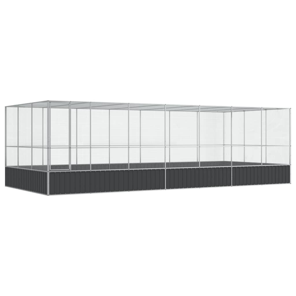 Aviary with Extension Silver 285.4"x120.9"x83.5" Steel