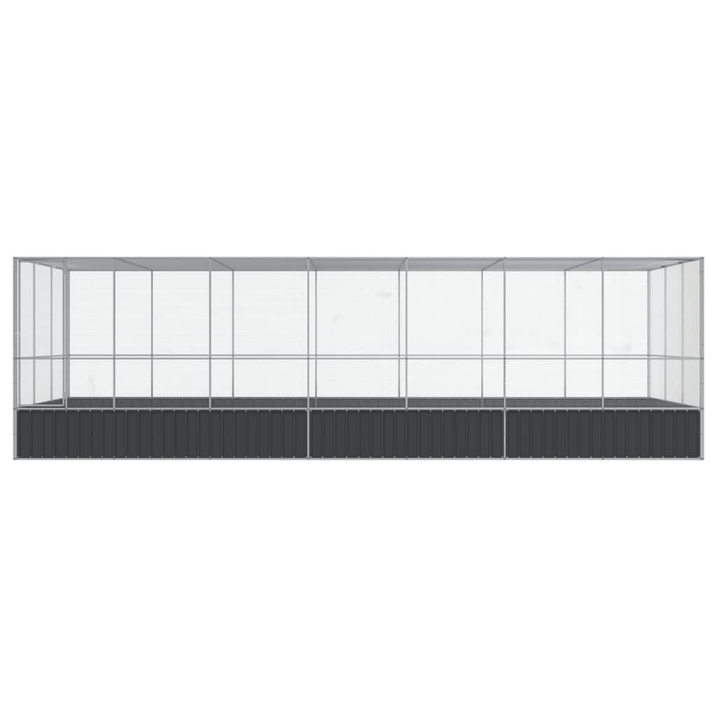 Aviary with Extension Silver 285.4"x120.9"x83.5" Steel