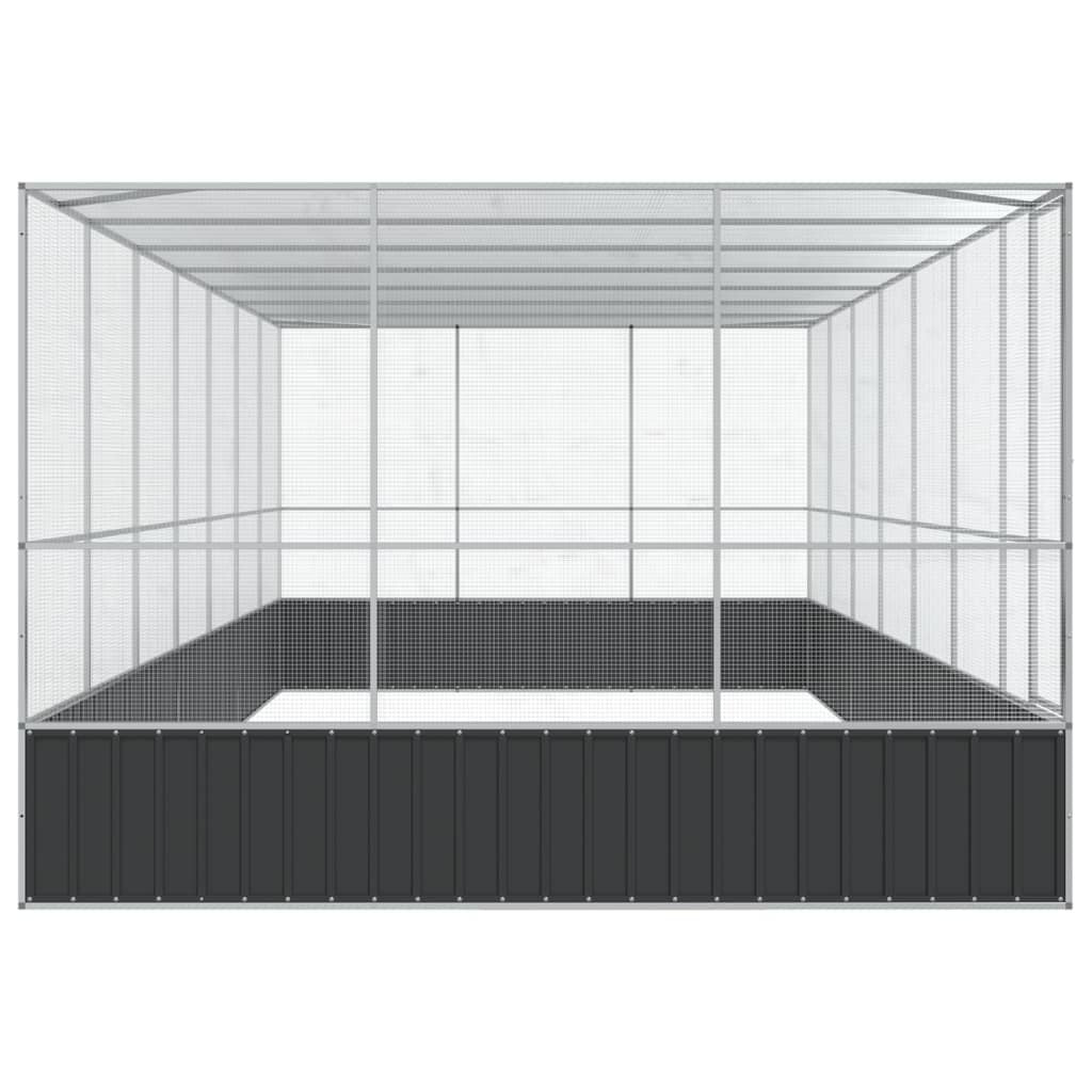 Aviary with Extension Silver 285.4"x120.9"x83.5" Steel