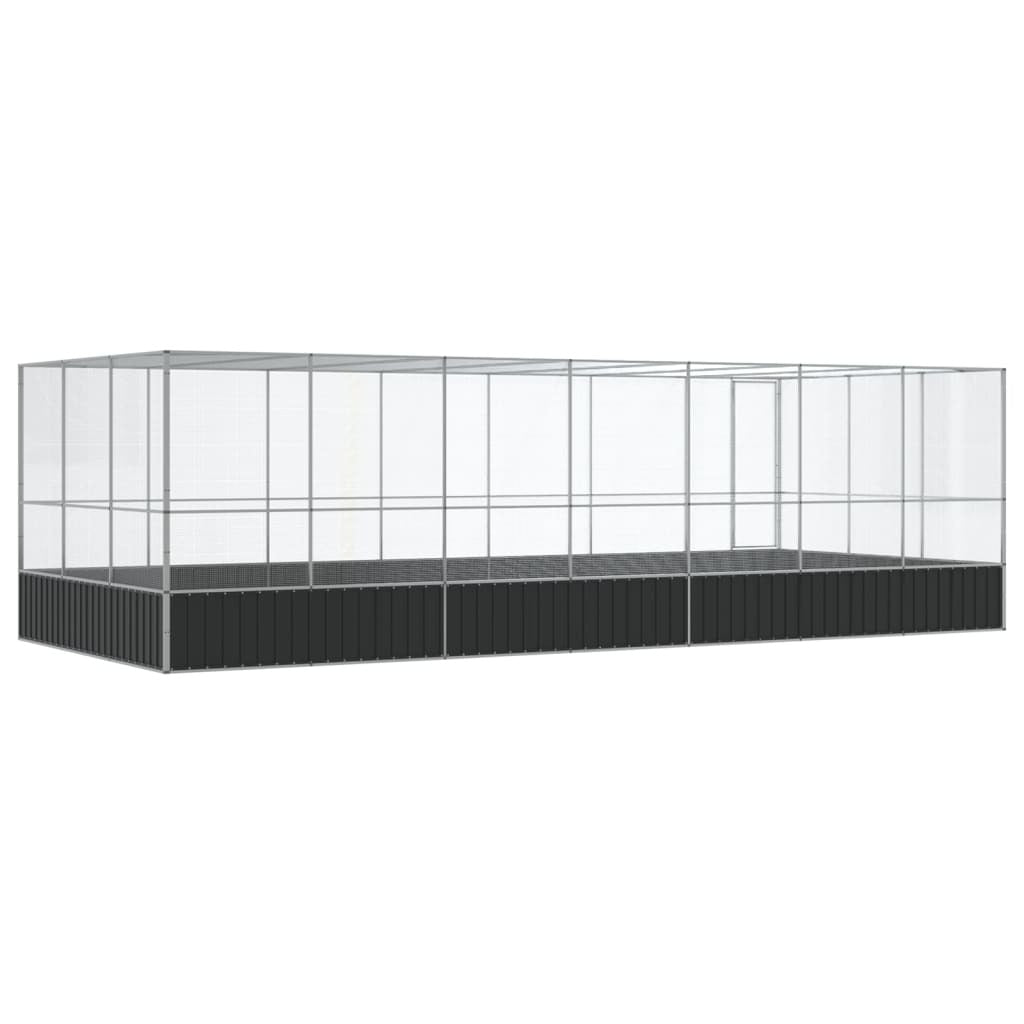 Aviary with Extension Silver 285.4"x120.9"x83.5" Steel