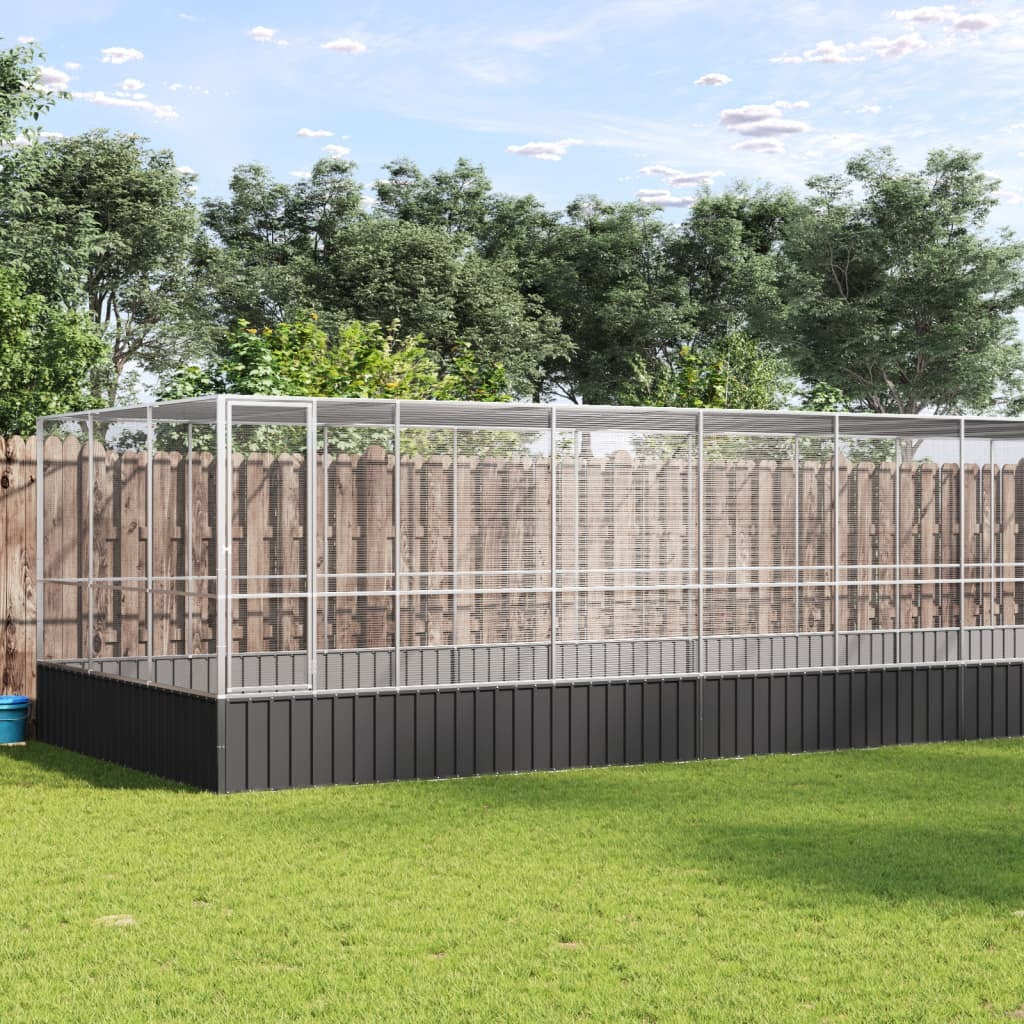 Aviary with Extension Silver 366.9"x120.9"x83.5" Steel