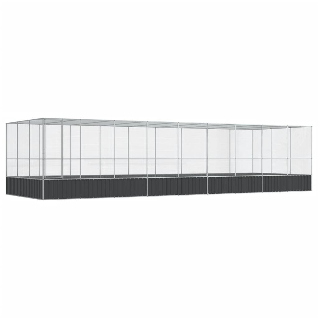 Aviary with Extension Silver 366.9"x120.9"x83.5" Steel