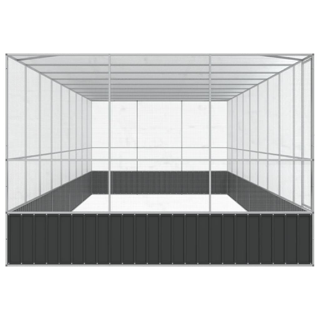 Aviary with Extension Silver 366.9"x120.9"x83.5" Steel