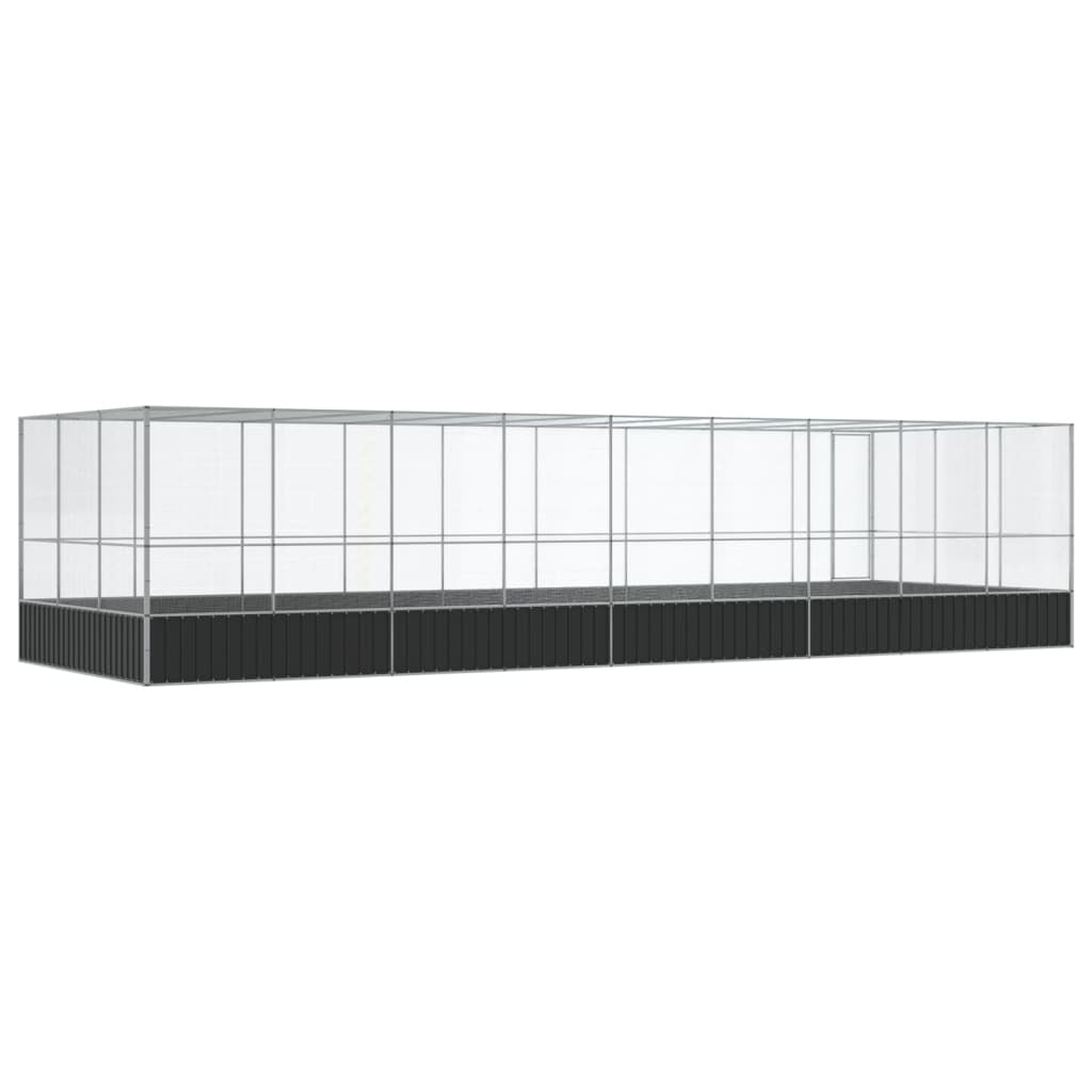 Aviary with Extension Silver 366.9"x120.9"x83.5" Steel