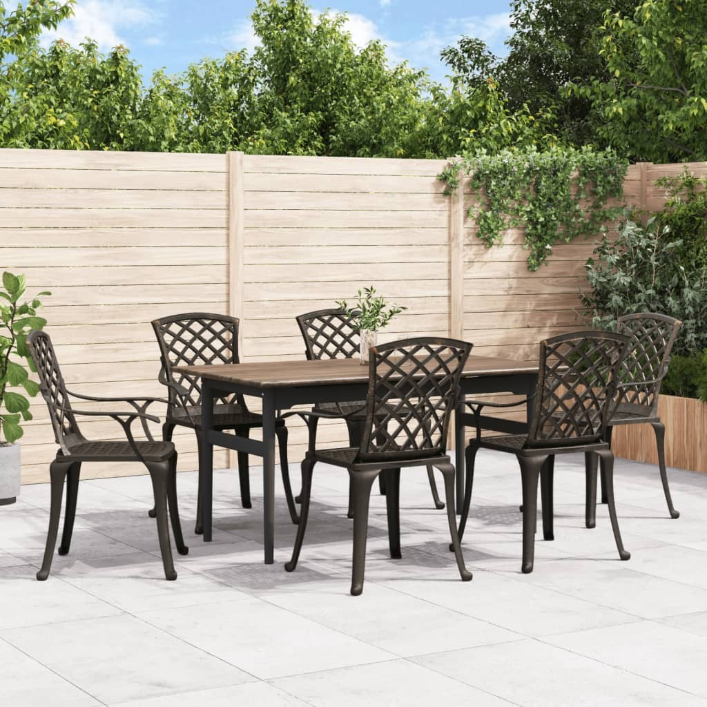 Patio Chairs 6 pcs Cast Aluminum Bronze