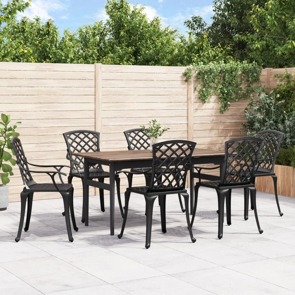Patio Chairs 6 pcs Cast Aluminum Black