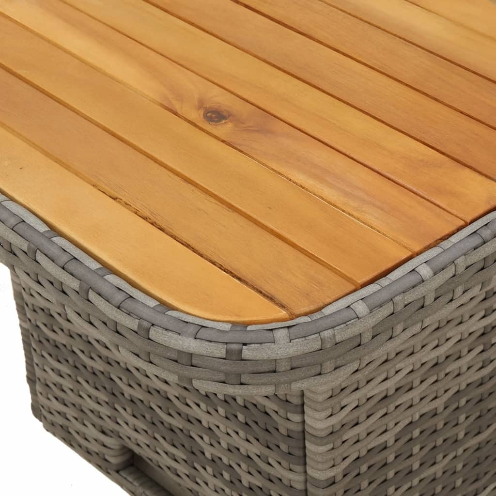 5 Piece Patio Dining Set with Cushions Gray Poly Rattan