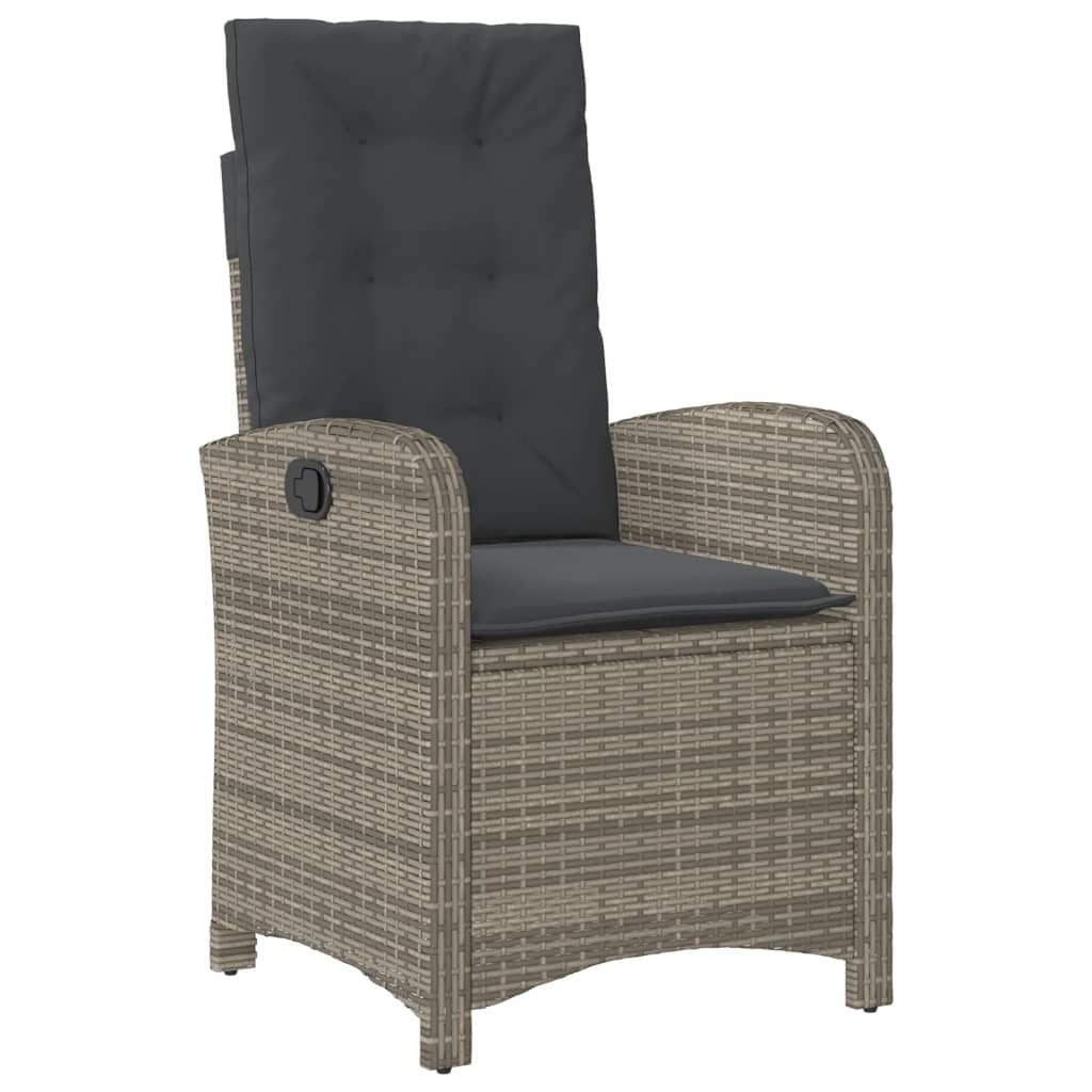 5 Piece Patio Dining Set with Cushions Gray Poly Rattan