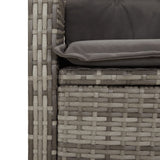 5 Piece Patio Dining Set with Cushions Gray Poly Rattan