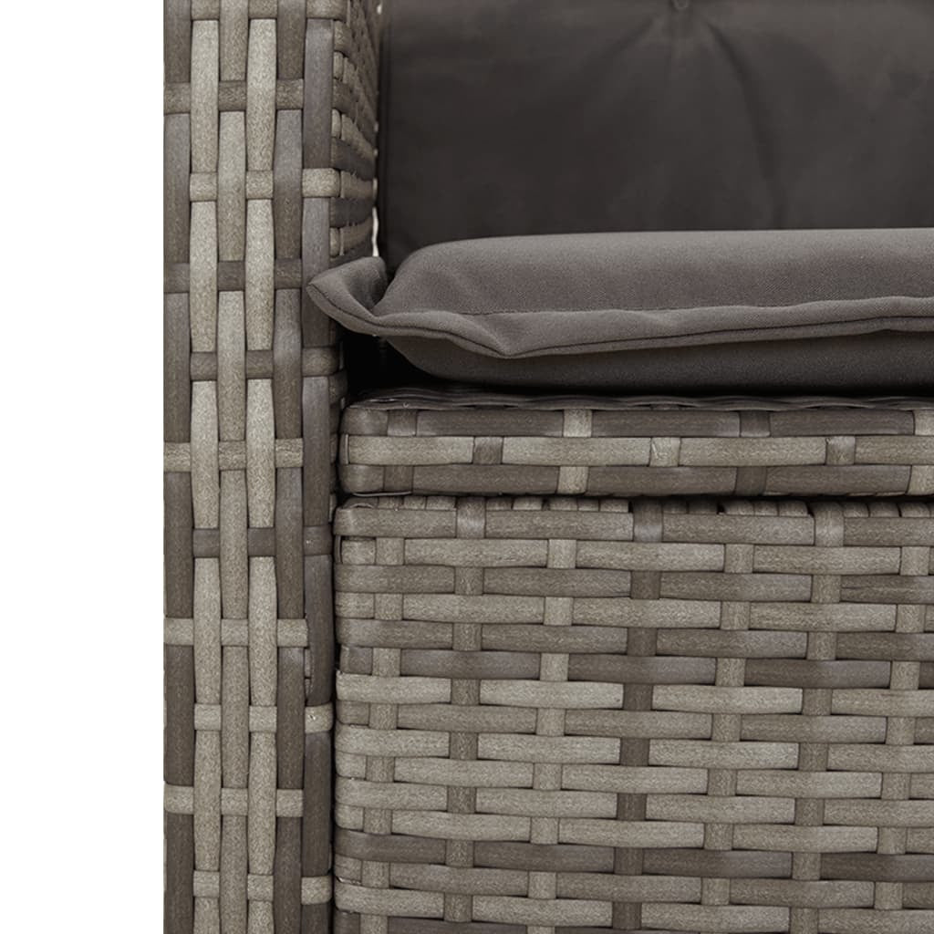 5 Piece Patio Dining Set with Cushions Gray Poly Rattan