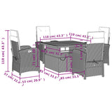 5 Piece Patio Dining Set with Cushions Gray Poly Rattan