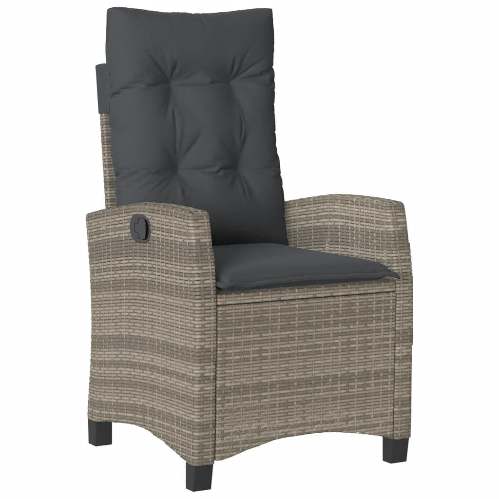5 Piece Patio Dining Set with Cushions Gray Poly Rattan
