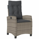 5 Piece Patio Dining Set with Cushions Gray Poly Rattan