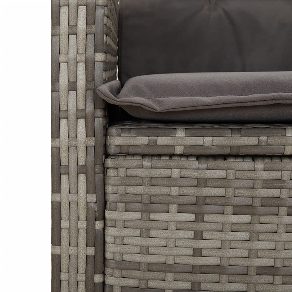 5 Piece Patio Dining Set with Cushions Gray Poly Rattan