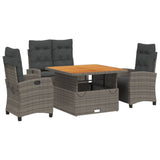 4 Piece Patio Dining Set with Cushions Gray Poly Rattan