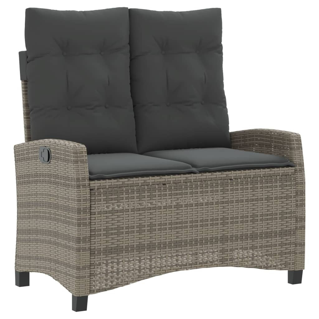 4 Piece Patio Dining Set with Cushions Gray Poly Rattan