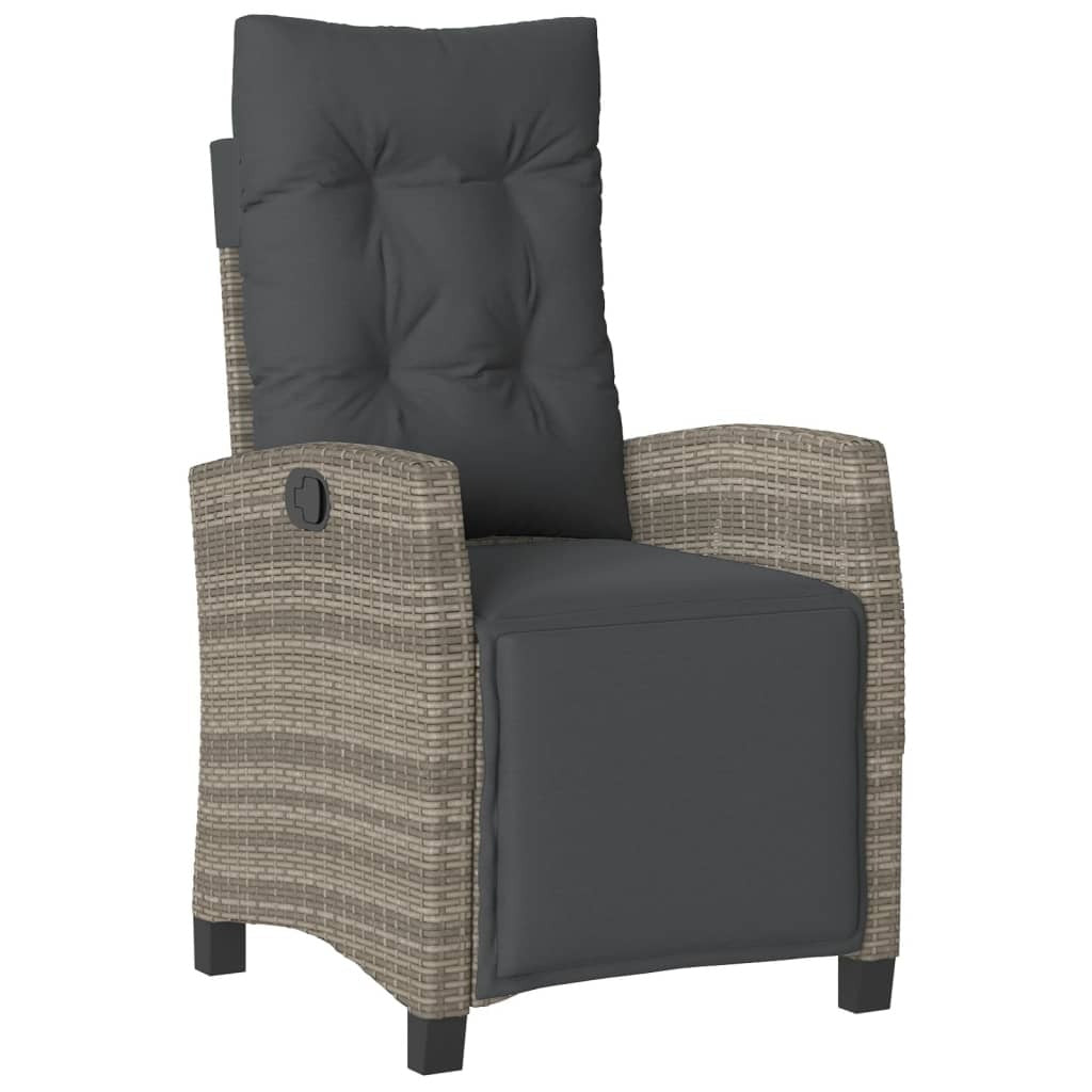 4 Piece Patio Dining Set with Cushions Gray Poly Rattan