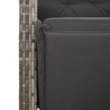 4 Piece Patio Dining Set with Cushions Gray Poly Rattan