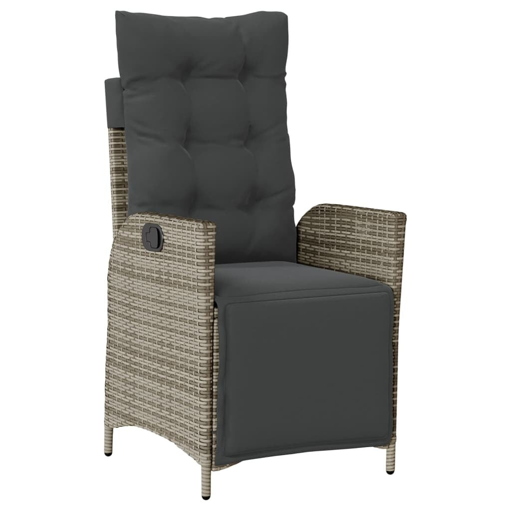 5 Piece Patio Dining Set with Cushions Gray Poly Rattan