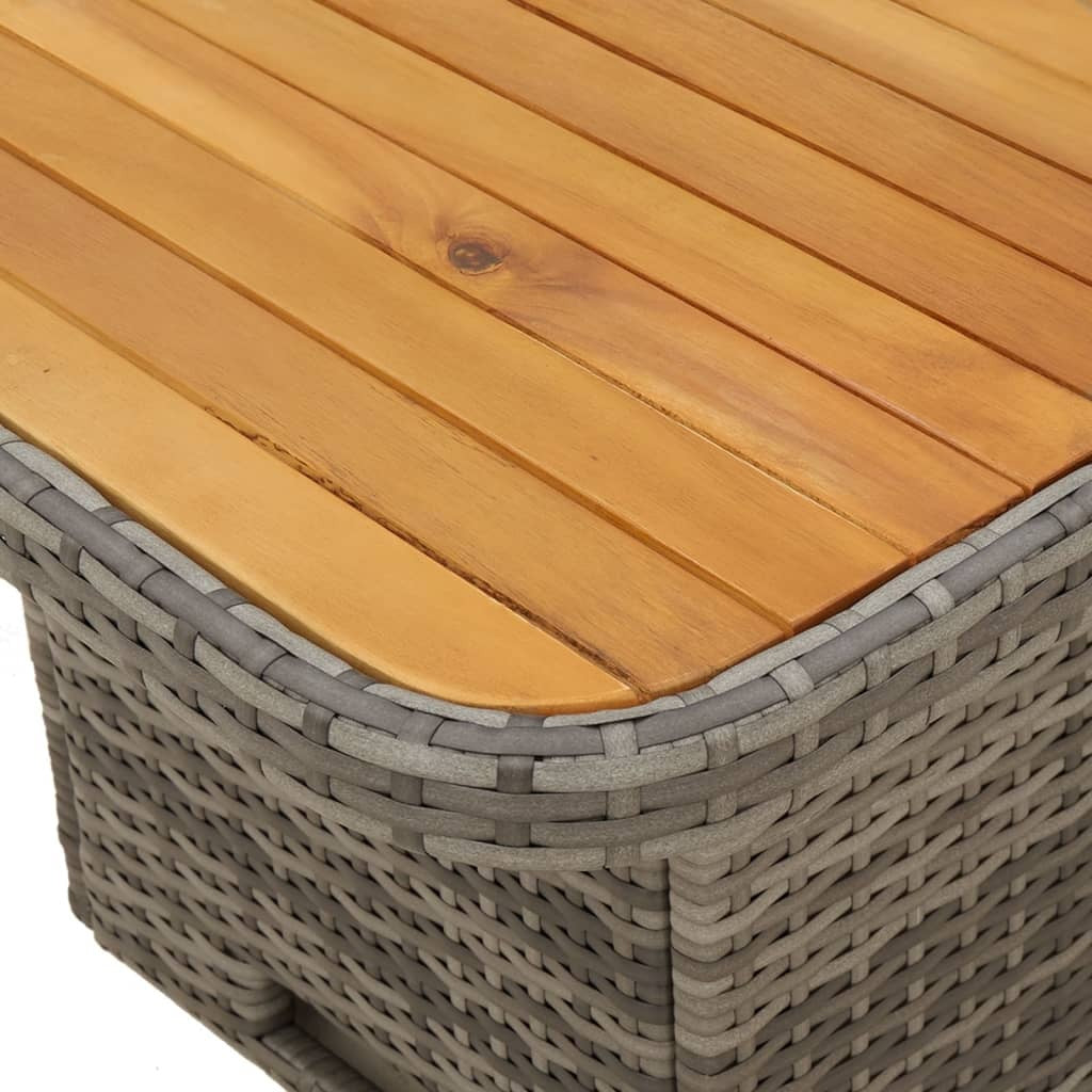 5 Piece Patio Dining Set with Cushions Gray Poly Rattan