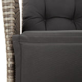 5 Piece Patio Dining Set with Cushions Gray Poly Rattan