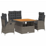 4 Piece Patio Dining Set with Cushions Gray Poly Rattan