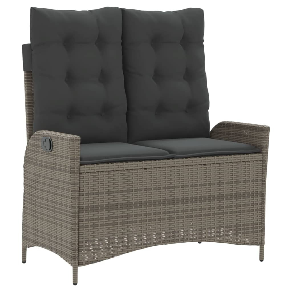 4 Piece Patio Dining Set with Cushions Gray Poly Rattan