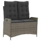 4 Piece Patio Dining Set with Cushions Gray Poly Rattan