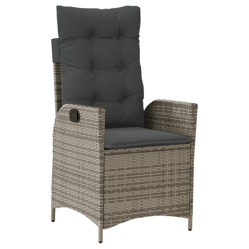 4 Piece Patio Dining Set with Cushions Gray Poly Rattan