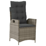 4 Piece Patio Dining Set with Cushions Gray Poly Rattan