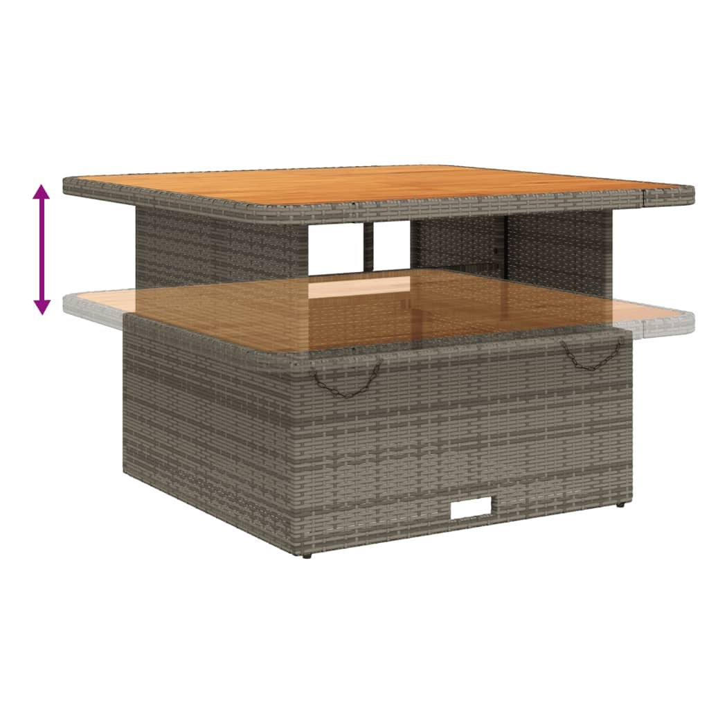 4 Piece Patio Dining Set with Cushions Gray Poly Rattan