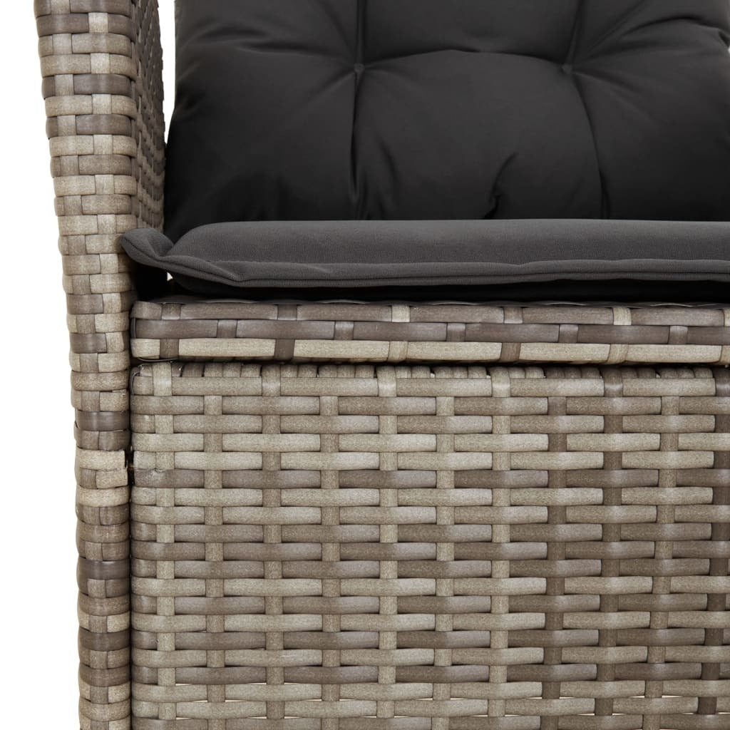 4 Piece Patio Dining Set with Cushions Gray Poly Rattan