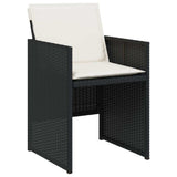 7 Piece Patio Dining Set with Cushions Black Poly Rattan