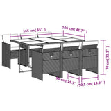7 Piece Patio Dining Set with Cushions Black Poly Rattan