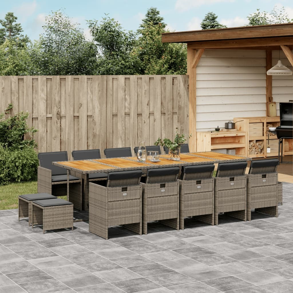 Garden Dining Set Grey and brown