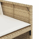 9 Piece Patio Dining Set with Cushions Beige Poly Rattan