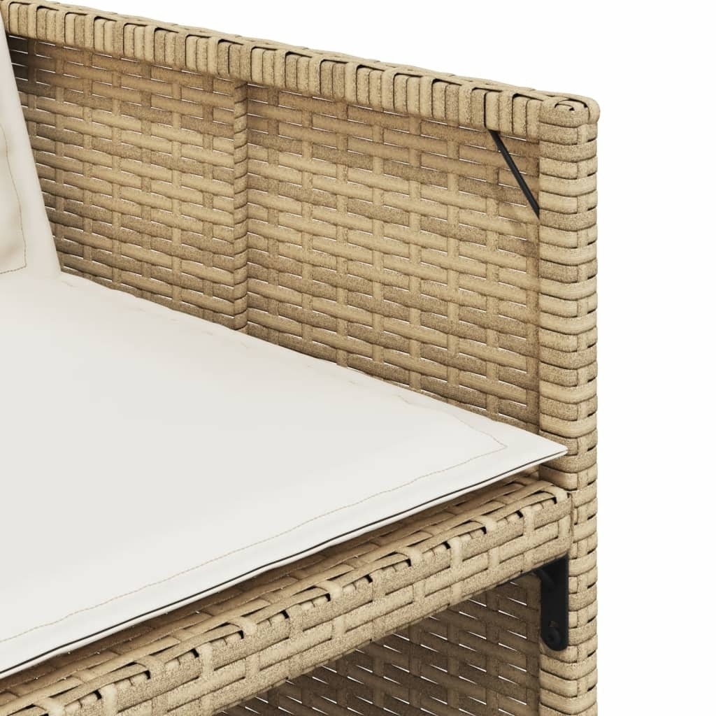 9 Piece Patio Dining Set with Cushions Beige Poly Rattan
