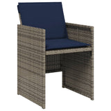 9 Piece Garden Dining Set with Cushions Grey Poly Rattan