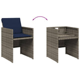 9 Piece Garden Dining Set with Cushions Grey Poly Rattan