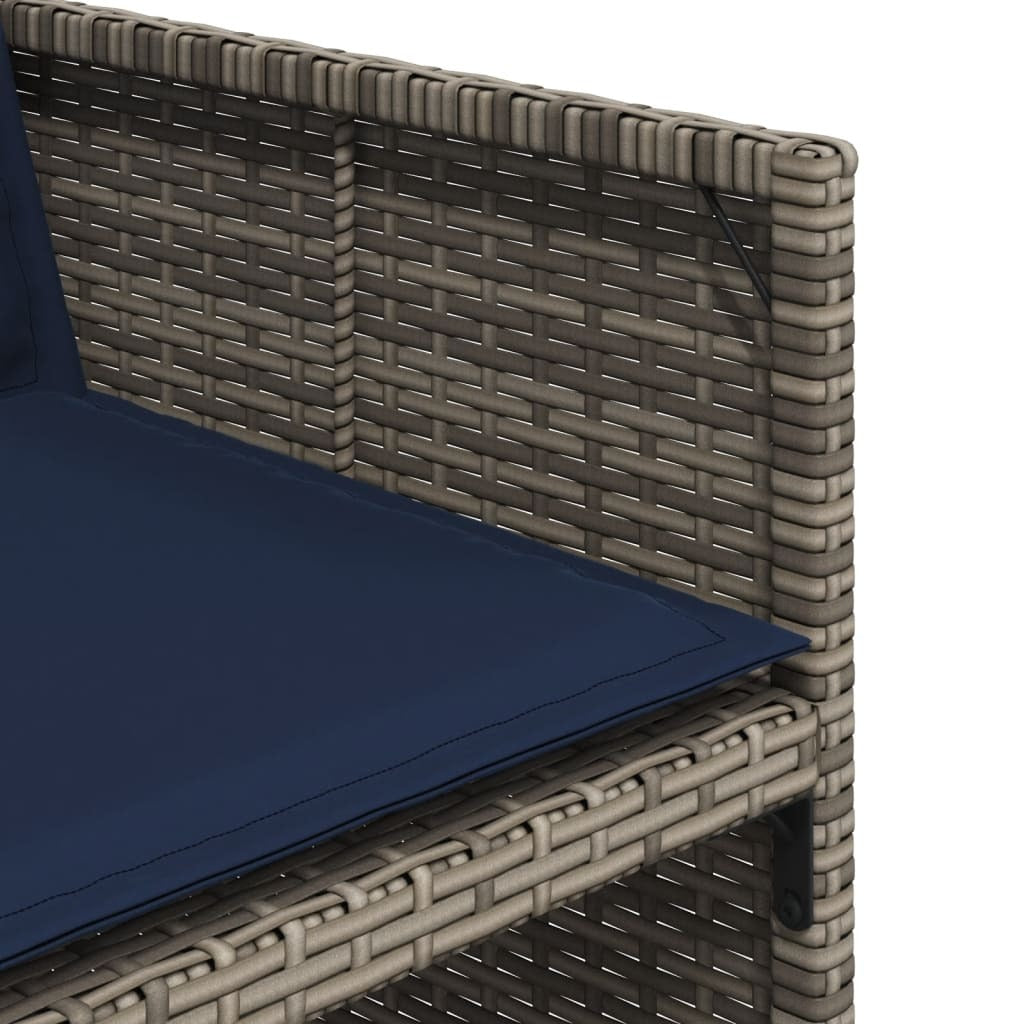 9 Piece Garden Dining Set with Cushions Grey Poly Rattan