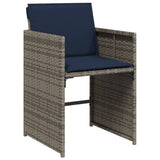 5 Piece Garden Dining Set with Cushions Grey Poly Rattan