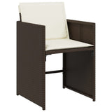 7 Piece Patio Dining Set with Cushions Brown Poly Rattan