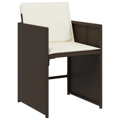 7 Piece Patio Dining Set with Cushions Brown Poly Rattan