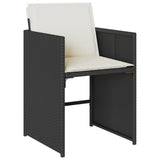 7 Piece Patio Dining Set with Cushions Black Poly Rattan