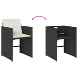 7 Piece Patio Dining Set with Cushions Black Poly Rattan