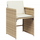 7 Piece Patio Dining Set with Cushions Beige Poly Rattan